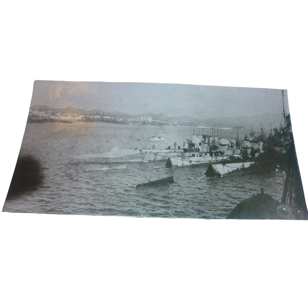 WWI Original Photo Arriving at Azores October Naval Base 13 Submarine Interest